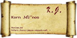 Korn János névjegykártya