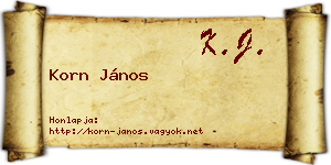 Korn János névjegykártya